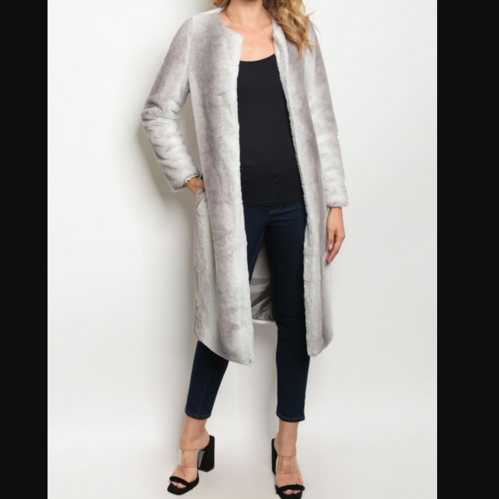 BACALL Gorgeous Ultra Soft Open Front Fur Coat NWT